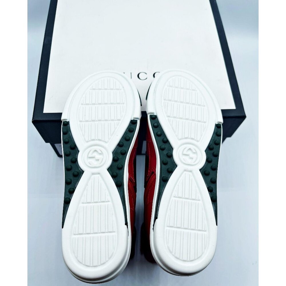NIB Gucci Kids leather high-top with Web  Boots SIze 30 in red - Picture 5 of 6